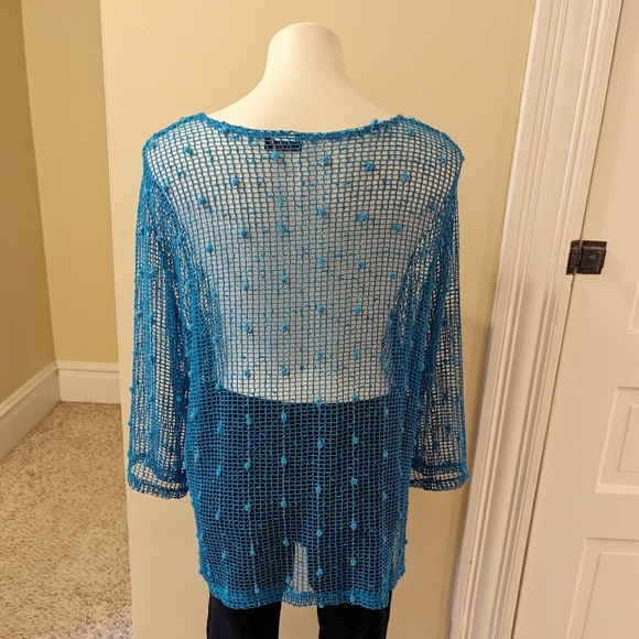 Vejaiz Designs teal sheer top size L - Picture 3 of 7